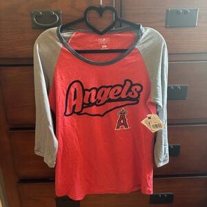 Los Angeles Angels 3/4 Sleeve Raglan Jersey Tee Women’s Size Medium NWT